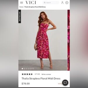 Thalia strapless floral midi dress